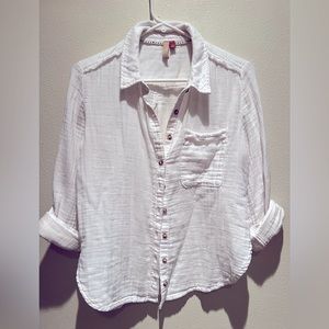 Pilcro/Anthropologie cotton gauze button down shirt